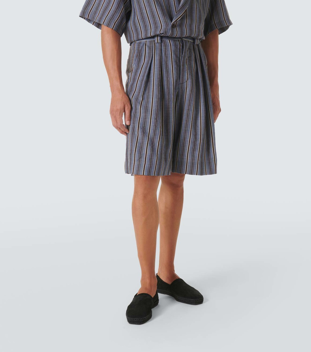 King & Tuckfield Striped wool Bermuda shorts