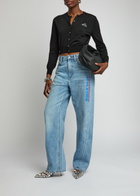 Alexanderwang.t Logo-print Barrel-leg Jeans Indigo