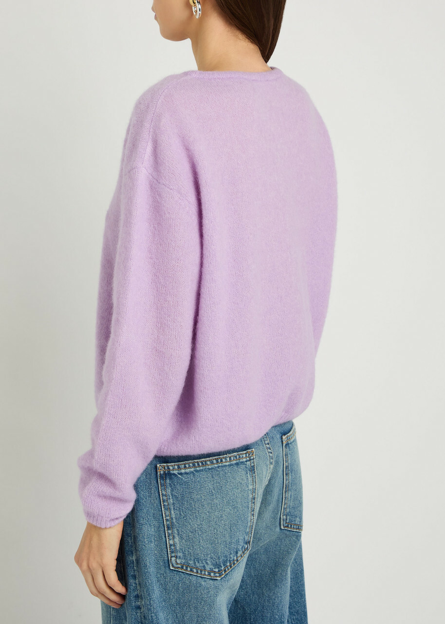 American Vintage Vitow Brushed Alpaca and Wool-blend Cardigan Light Purple