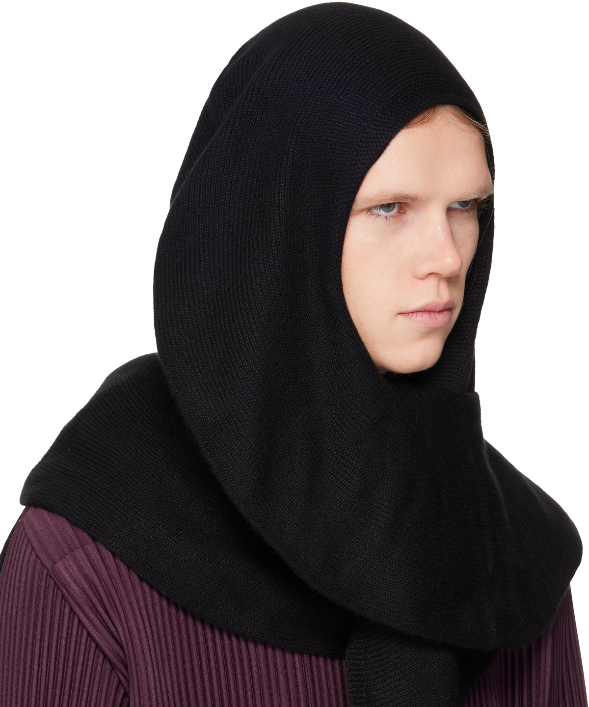 HOMME PLISSÉ ISSEY MIYAKE Black Cashmere Winter Gear Scarf Homme