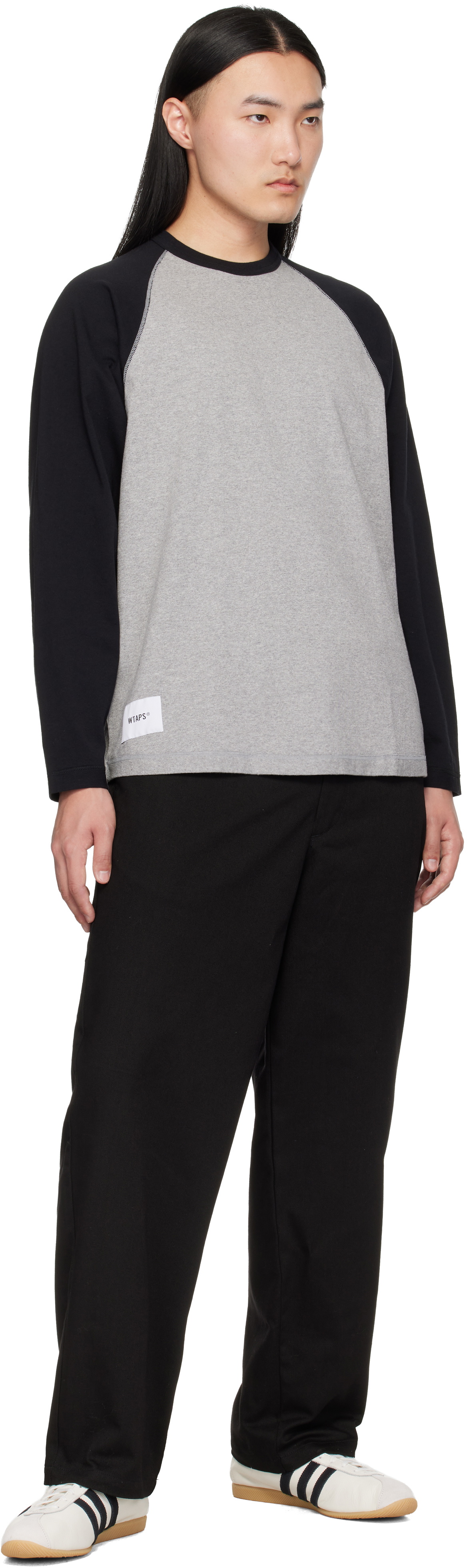 WTAPS ラグランスリーブ長袖Tシャツ グレー/ブラック Lsize WTAPS Gray & Black Ian Long Sleeve T-shirt WTAPS