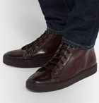 Ralph Lauren Purple Label - Burnished-Leather High-Top Sneakers - Brown