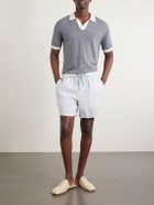 James Perse - Straight-Leg Garment-Dyed Linen Drawstring Shorts - Blue