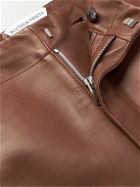 Bottega Veneta - Straight-Leg Leather Trousers - Brown