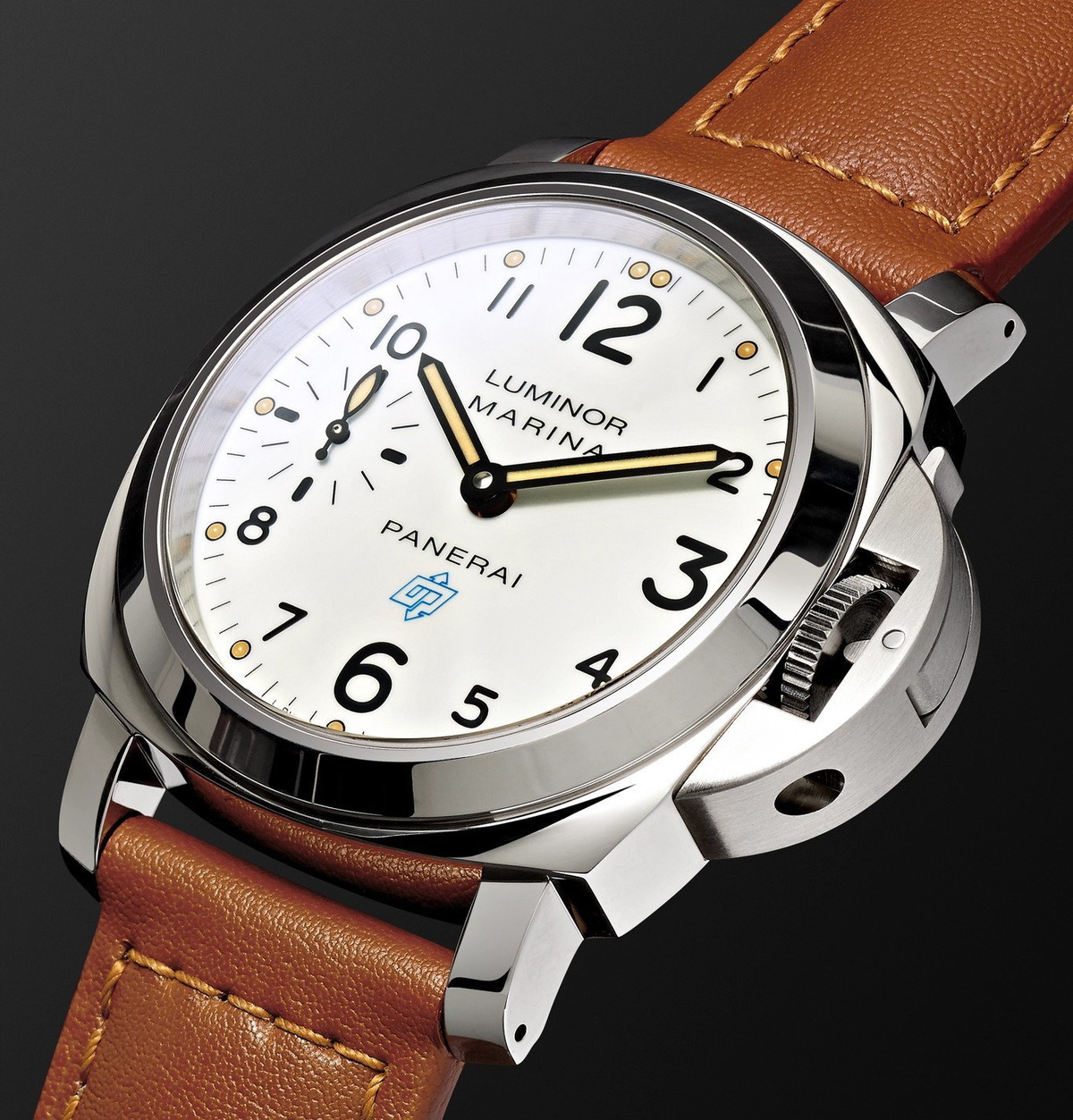 Panerai Luminor Marina Logo Acciaio 44mm Steel and Leather Watch