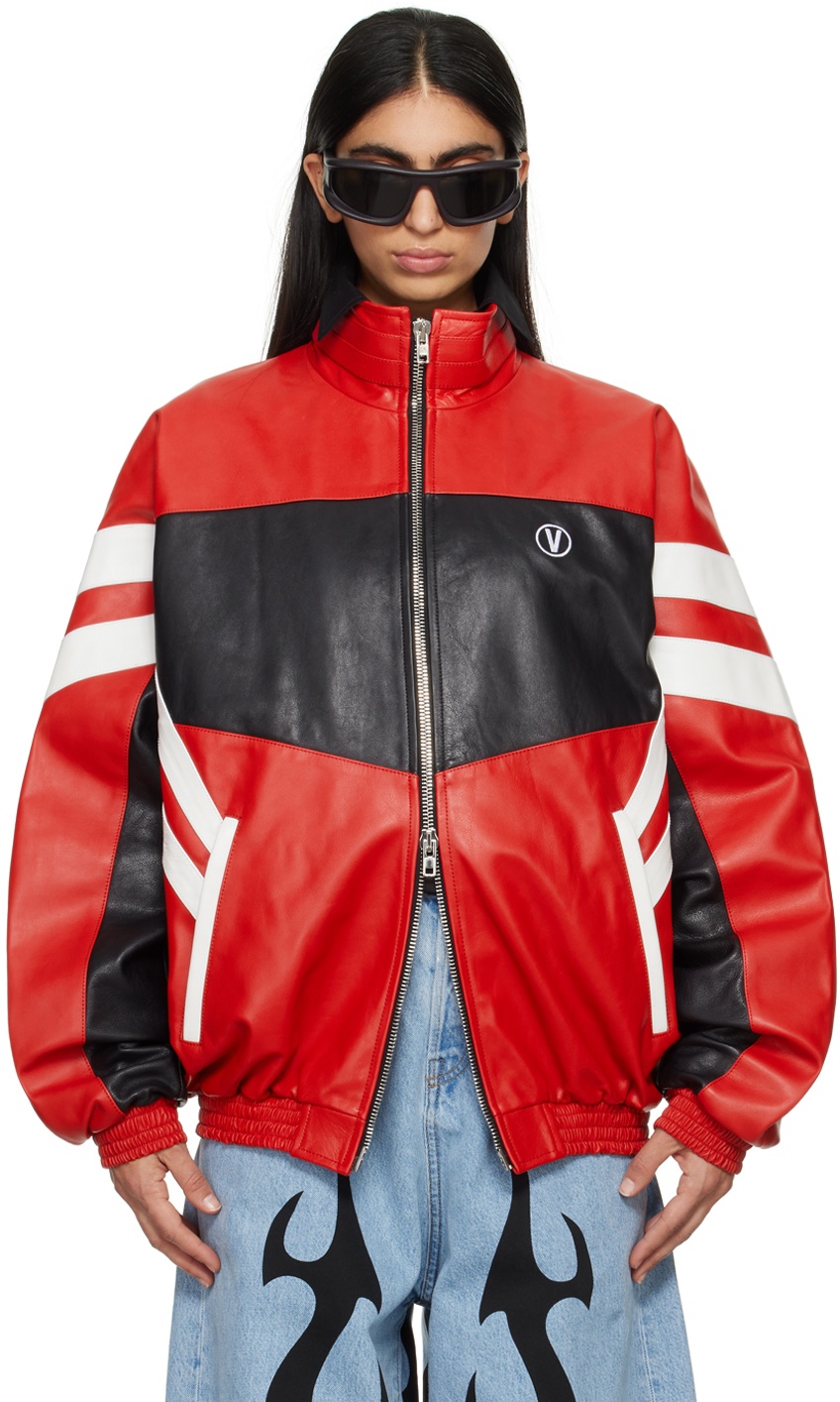 Photo: VETEMENTS Red Paneled Leather Jacket