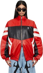 VETEMENTS Red Paneled Leather Jacket