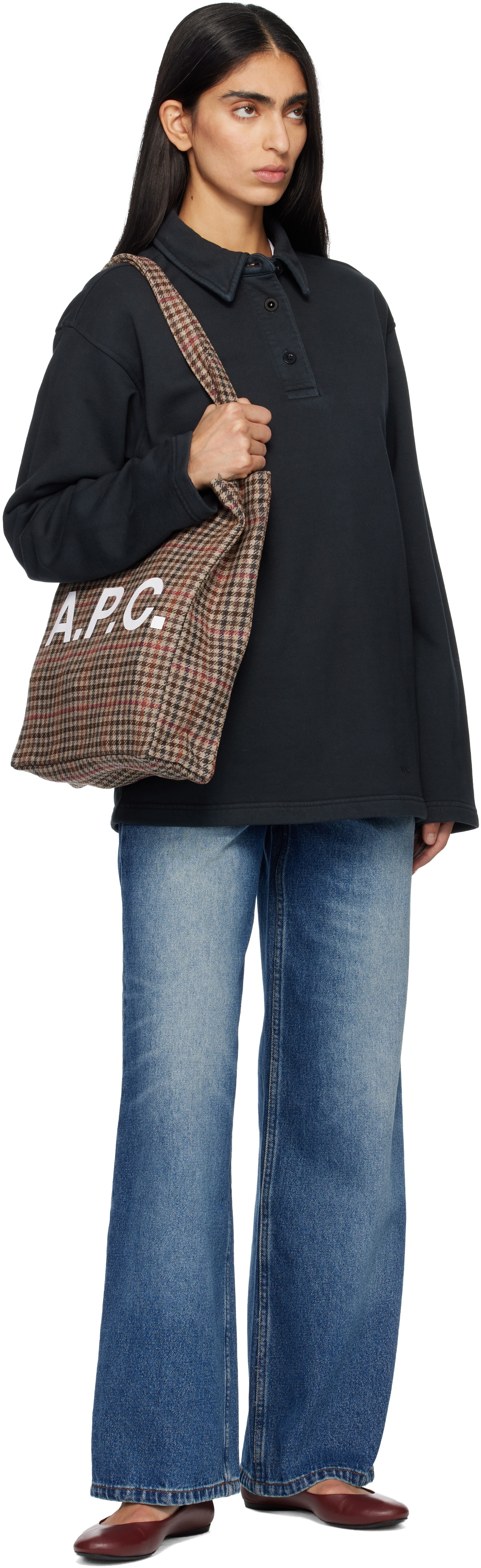 A.P.C. Black Long-Sleeve Polo