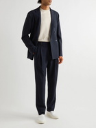 Giorgio Armani - Straight-Leg Pleated Pinstriped Virgin Wool-Blend Seersucker Suit Trousers - Blue