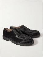 Manolo Blahnik - Umar Leather-Trimmed Calf Hair Derby Shoes - Black