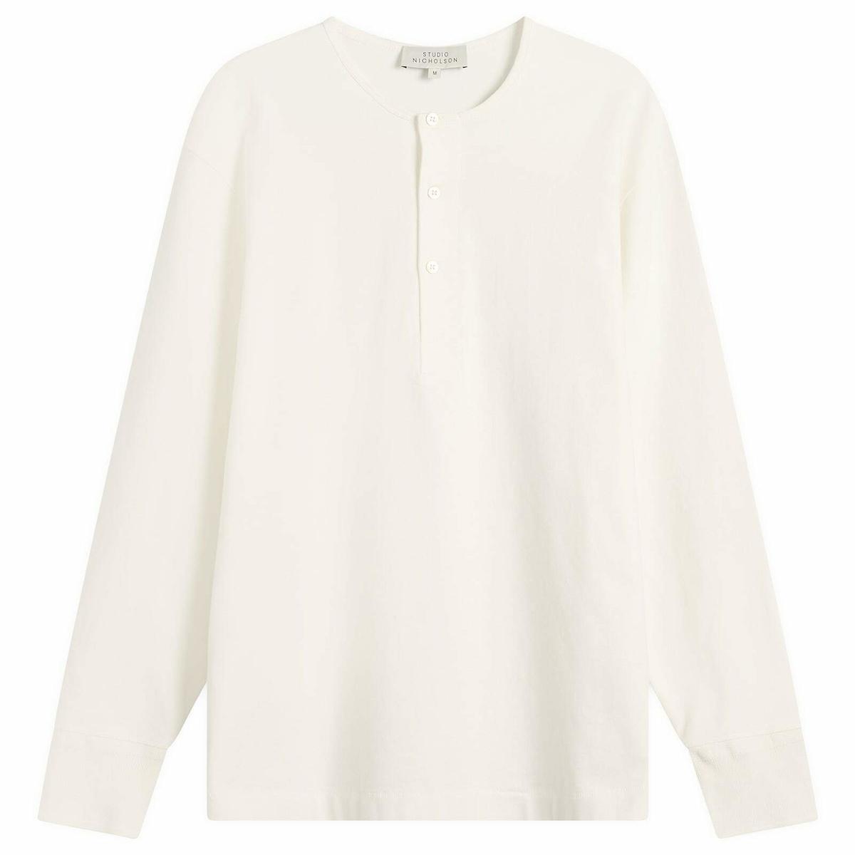 Studio Nicholson Men's Kuyto Cotton Long Sleeve Henley in Parchment