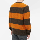 YMC Men's Suedehead Striped Crew Knit in Brown