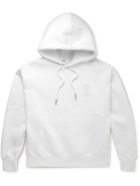 AMI PARIS - Logo-Appliquéd Cotton-Blend Jersey Hoodie - White