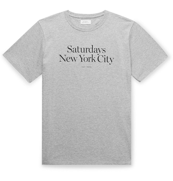 Photo: Saturdays NYC - Miller Logo-Print Mélange Cotton-Jersey T-Shirt - Gray
