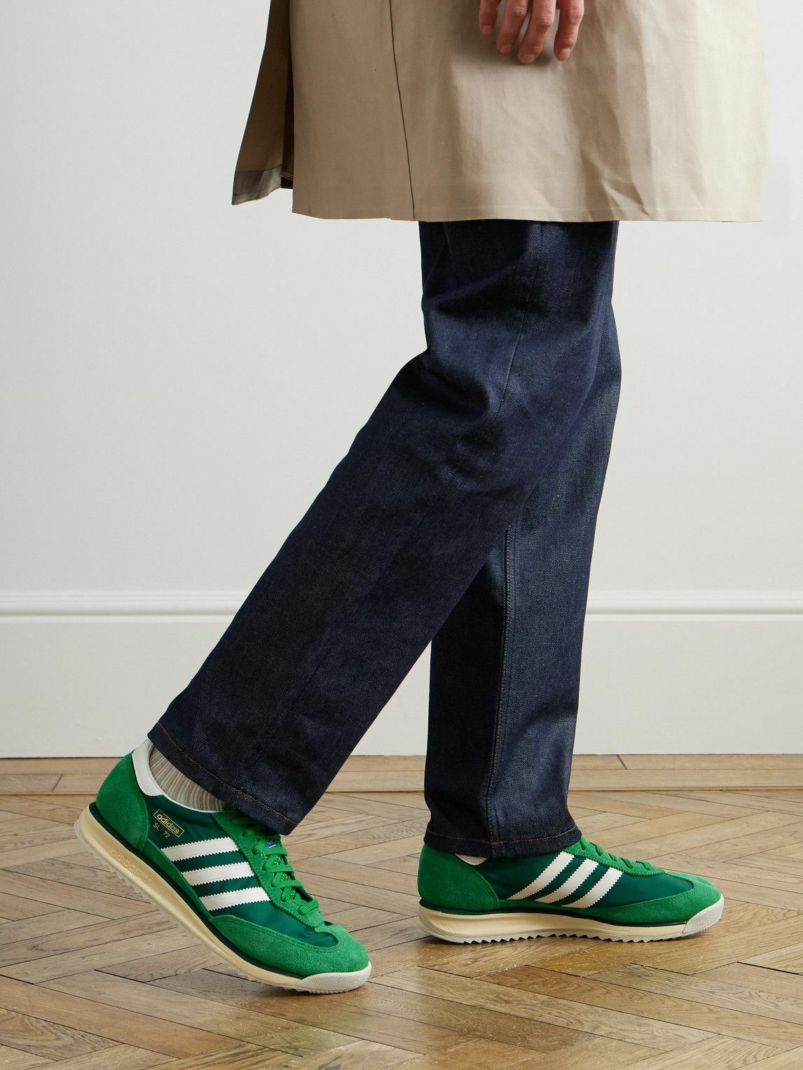 adidas Originals - SL72 RS Suede and Leather-Trimmed Mesh Sneakers - Green adidas  Originals