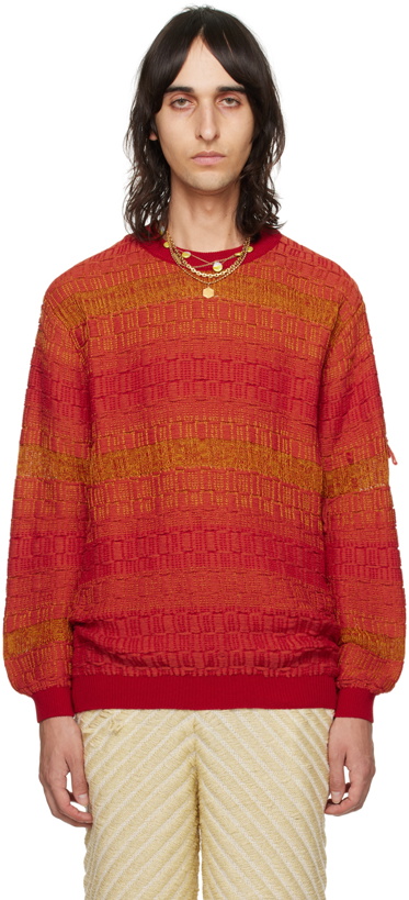 Photo: Isa Boulder SSENSE Exclusive Orange Pixel Sweater