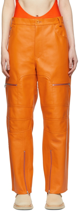 Photo: Jacquemus Orange 'Le Cargo Aranciu' Lambskin Pants