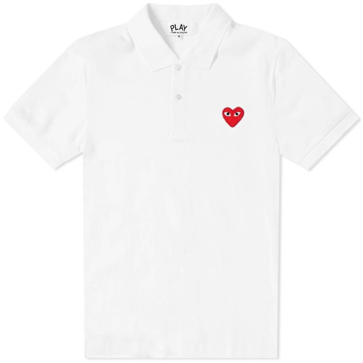 Photo: Comme des Garcons Play Polo Shirt White & Red