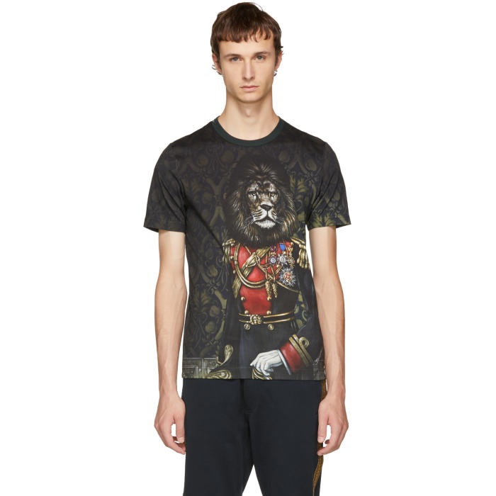 Photo: Dolce and Gabbana Green Royal Lion T-Shirt 
