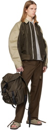 sacai Beige & Khaki Cotton Chino & Nylon Twill Bomber Jacket