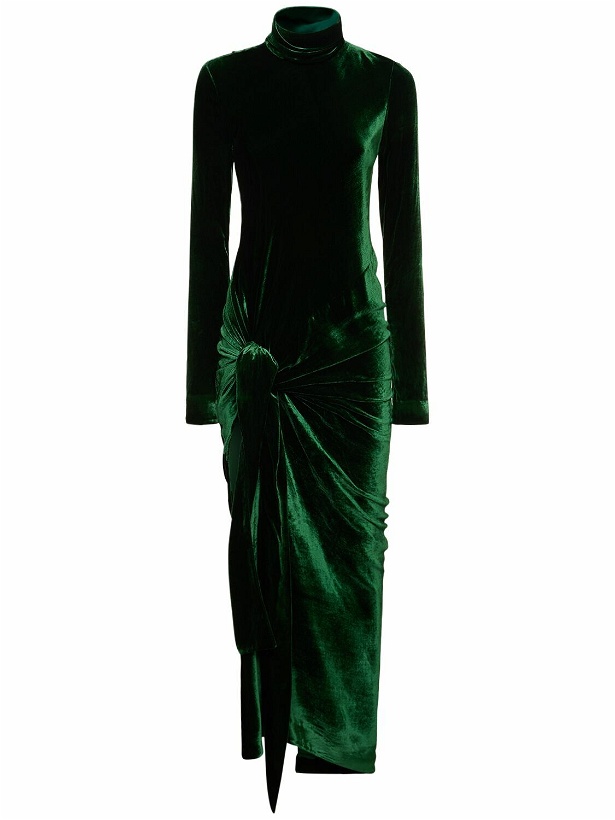 Photo: PETAR PETROV - Draped Velvet Long Sleeve Midi Dress