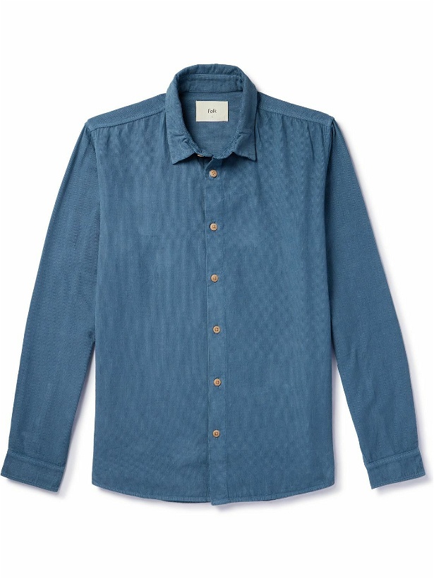 Photo: Folk - Garment-Dyed Cotton-Corduroy Shirt - Blue