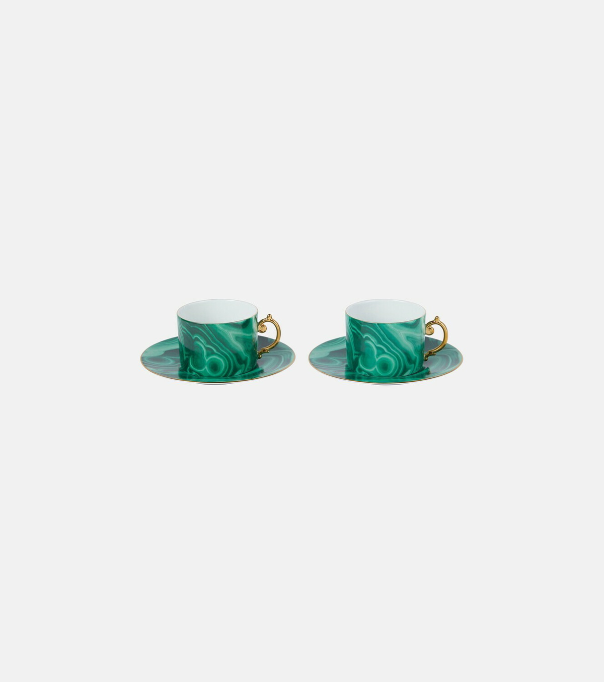 L'Objet - Malachite set of 2 teacups and saucers