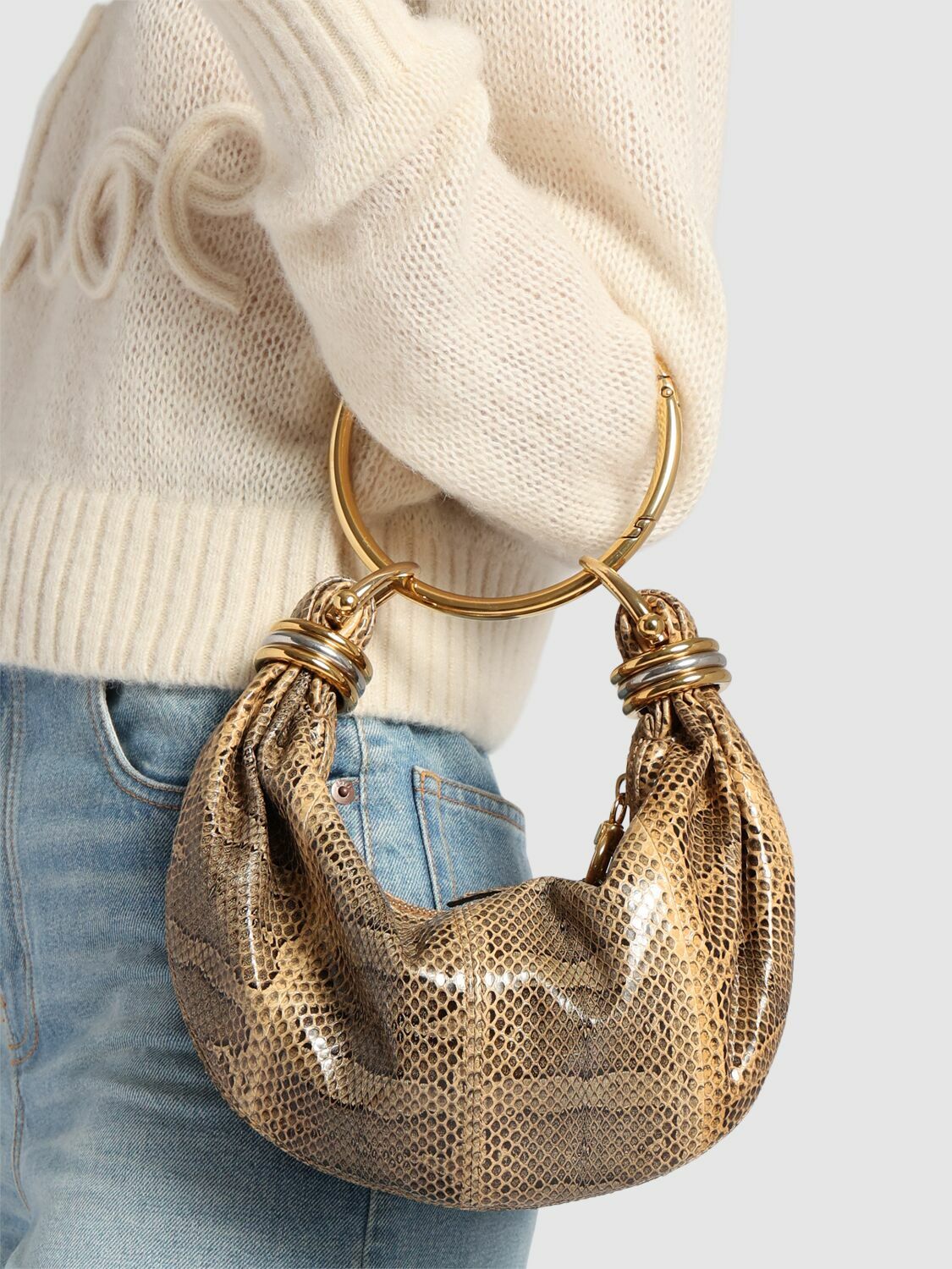 CHLOÉ Bracelet Python Print Leather Bag Chloe
