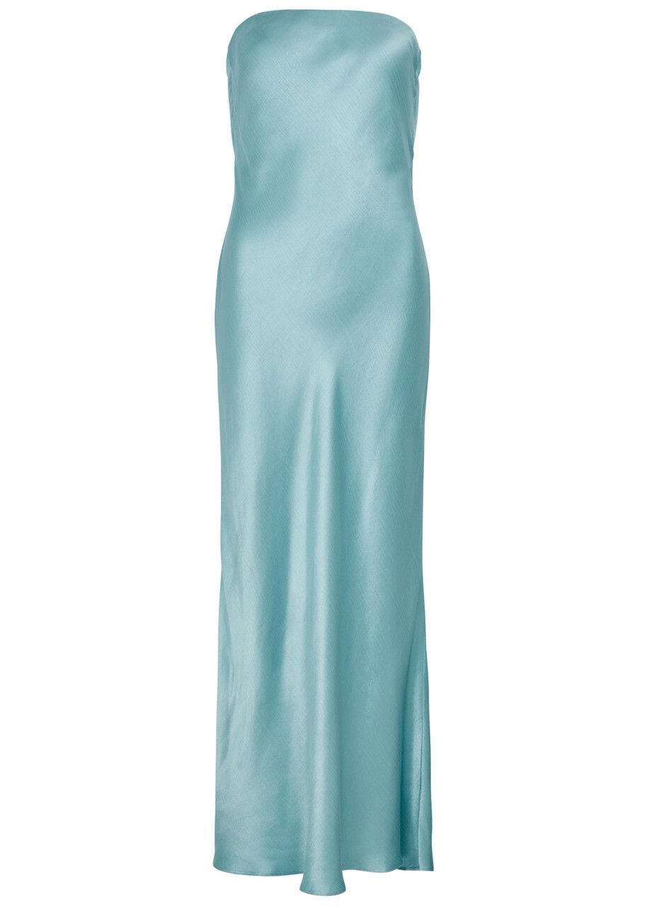 Bec & Bridge Moon Dance Strapless Satin Maxi Dress Teal
