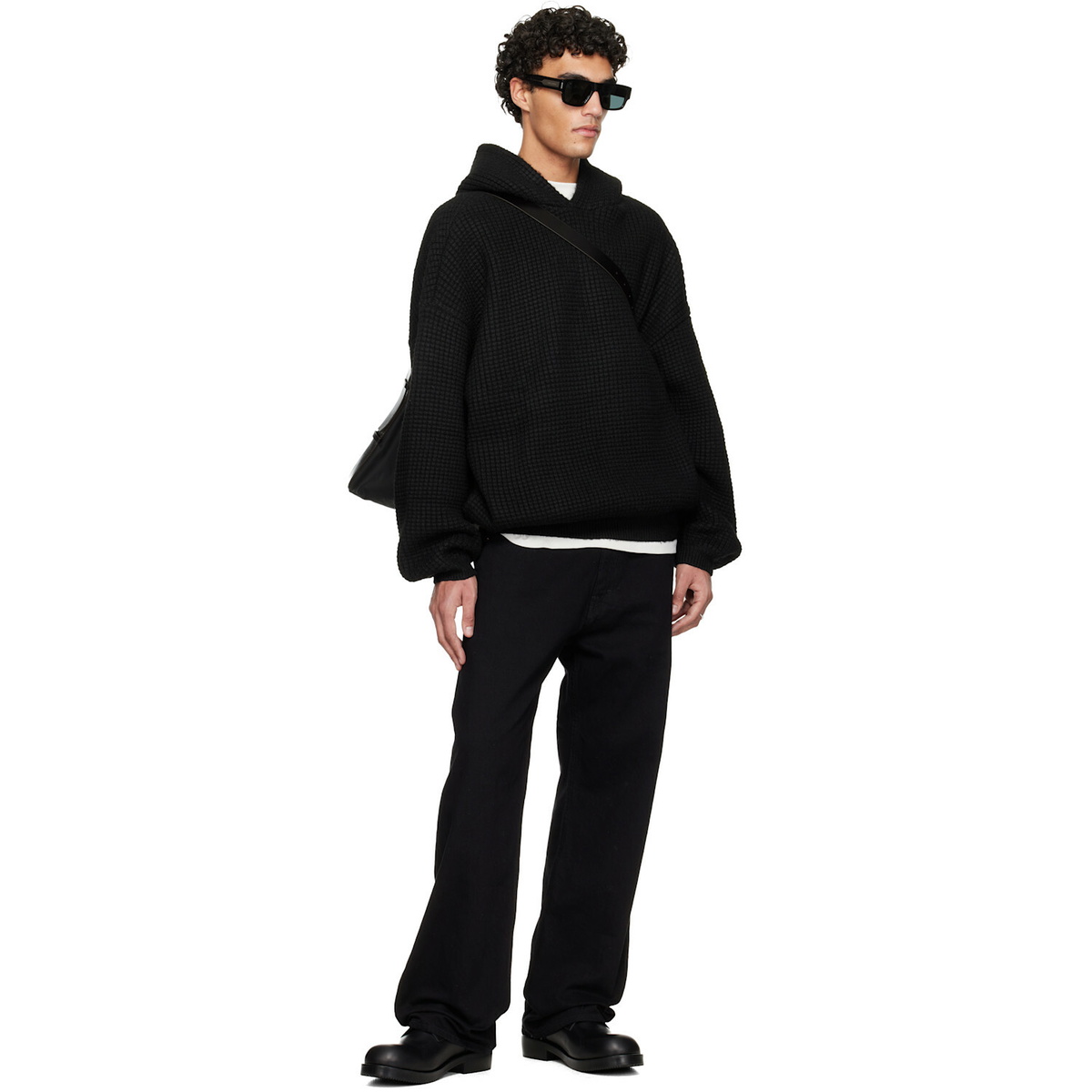 Fear of God ESSENTIALS Black Holiday Heavy Waffle 90s Hoodie