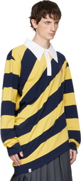 Charles Jeffrey LOVERBOY Yellow & Navy Topsy Turvy Polo