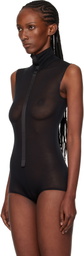 Mugler Black Sleeveless Tuxedo Bodysuit