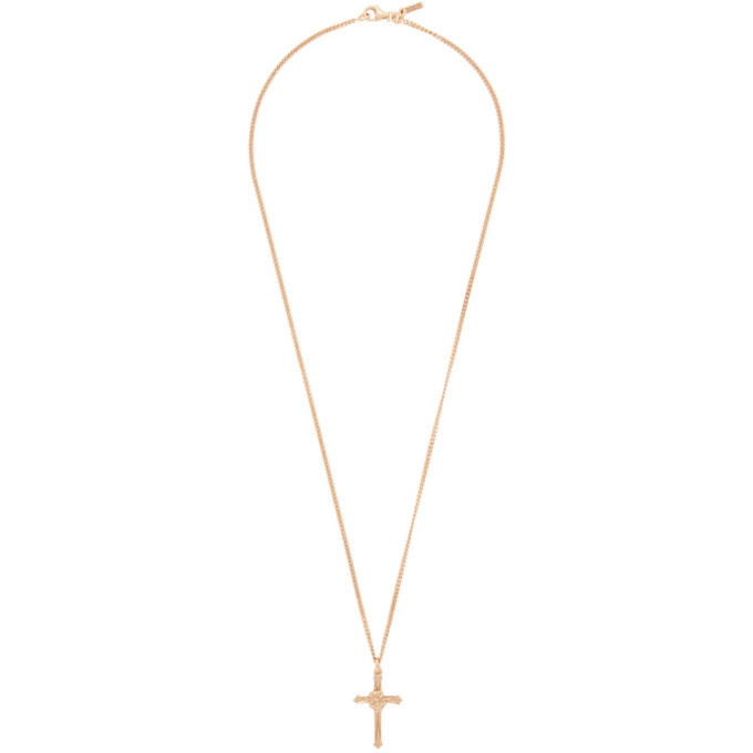 Photo: Emanuele Bicocchi SSENSE Exclusive Rose Gold Mini Cross Pendant Necklace