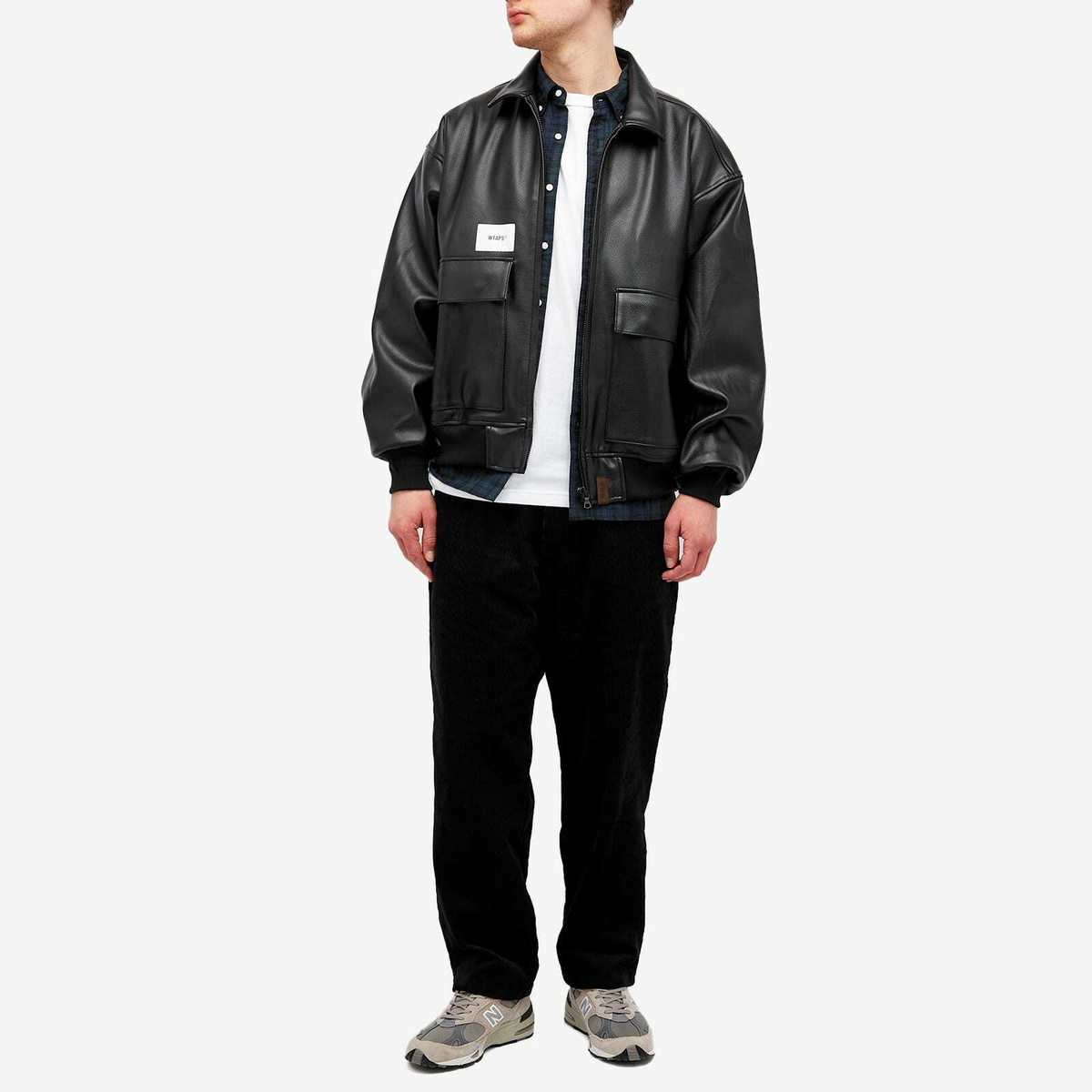 WTAPS Men's 04 Synthetic Leather Flight Jacket in Black WTAPS