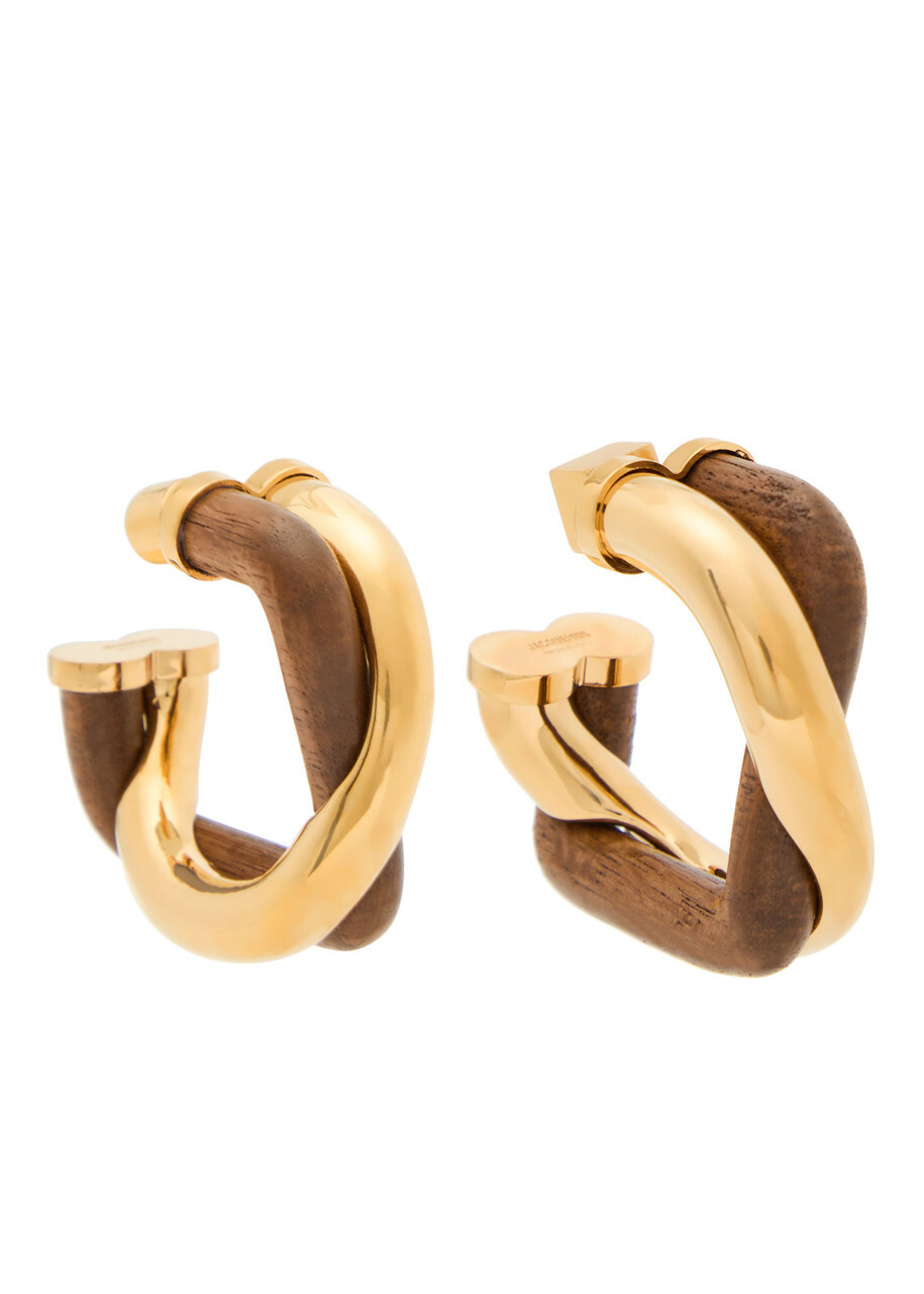 Jacquemus Les Doppio Two-tone Wooden Hoop Earrings - Brown - One Size