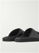 Officine Creative - Rubber-Trimmed Full-Grain Leather Slides - Black
