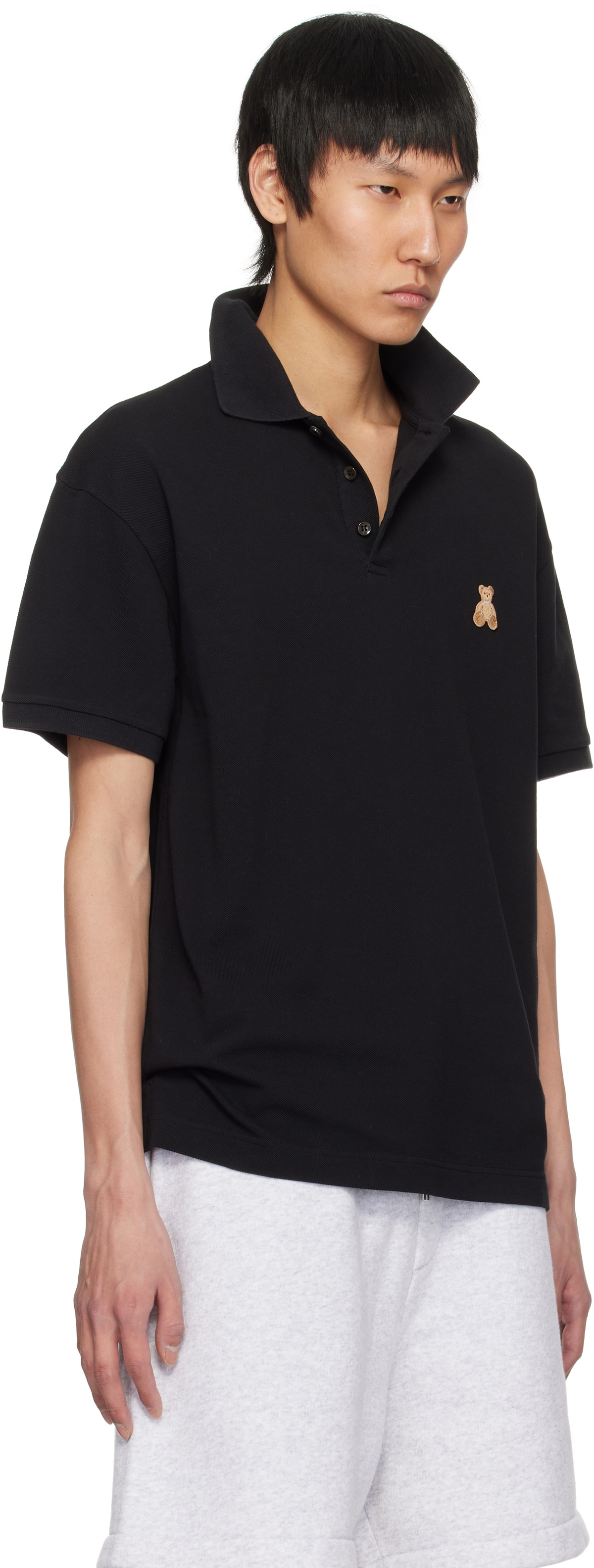 Palm Angels Black 'Bear in Mind' Polo
