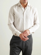 Barena - Surian Striped Modal-Blend Seersucker Shirt - White
