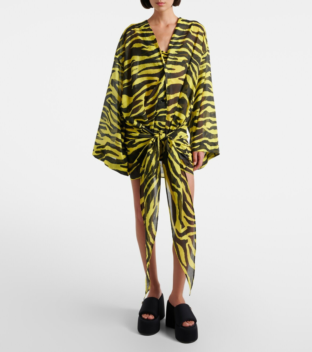The Attico Animal-print cotton muslin minidress