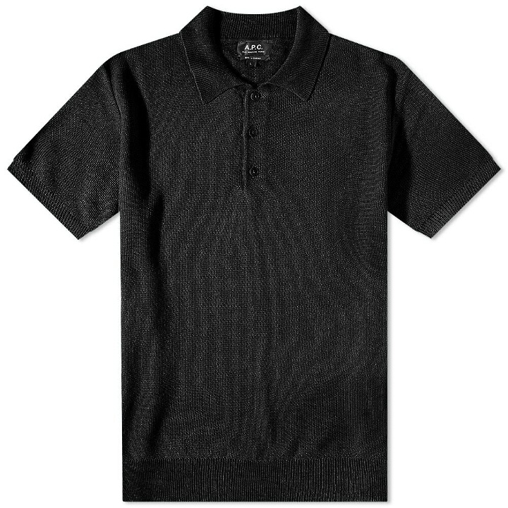 Photo: A.P.C. Men's Fred Knit Polo Shirt in Black