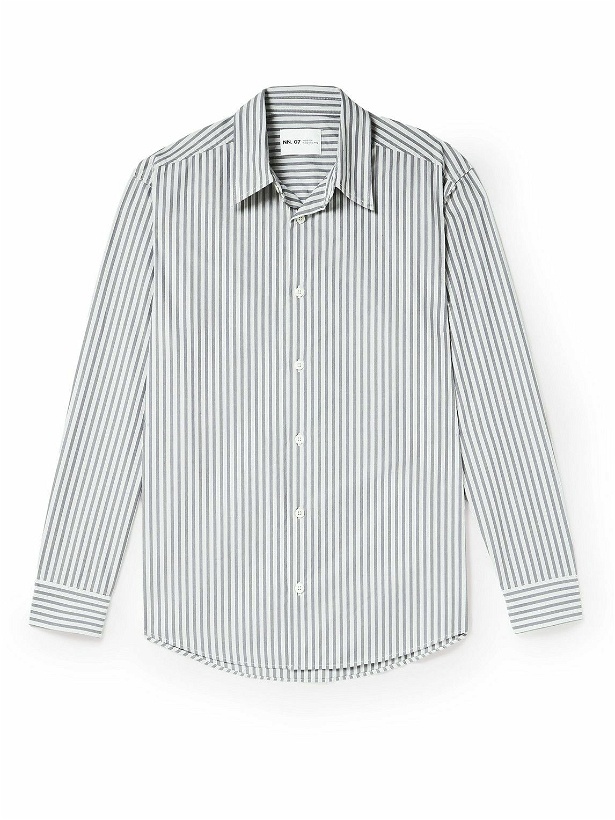 Photo: NN07 - Throwing Fits Quinsy 5973 Striped Cotton-Poplin Shirt - Gray