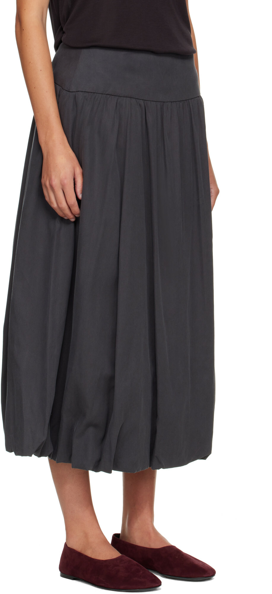 LE17SEPTEMBRE Gray Fluid Balloon Midi Skirt