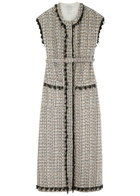 Huishan Zhang Whitney Bead-embellished Tweed Midi Dress Black
