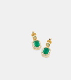 Shay Jewelry Halo 18kt gold drop earrings with emeralds and diamonds