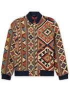 King Kennedy Rugs - Distressed Upcycled Wool-Jacquard Bomber Jacket - Brown