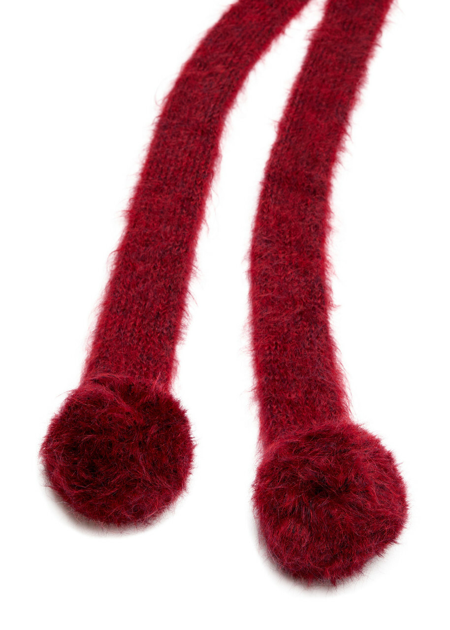 Acne Studios Pom-pom Brushed Mohair-blend Hood - Burgundy - One Size