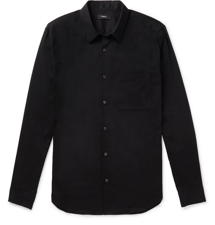 Photo: Theory - Mendon Irving Stretch-Cotton Poplin Shirt - Black