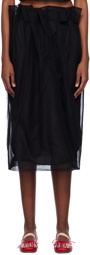 Simone Rocha Black Pleated Midi Skirt