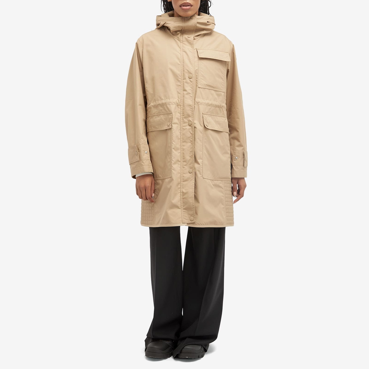 Moncler Women's Meudon Long Parka Jacket in Beige Moncler