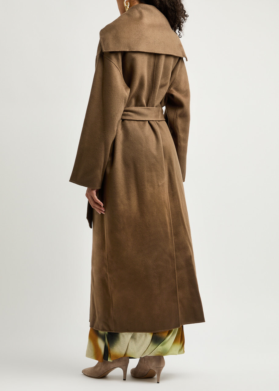 Nanushka Ruta Belted Wool-blend Coat Brown